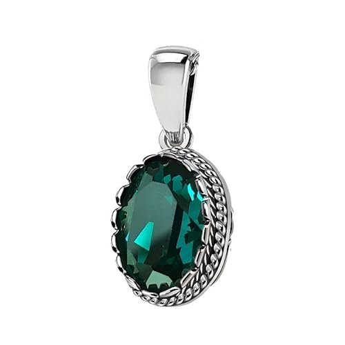 Ulex Premium 925 Sterling Silber polierter oxidierter kleiner eleganter Smaragd Kristall Anhänger modisch hochwertig Damen Edelstein Schmuck Ulex Premium 925 Sterling Silber polierter oxidierter kleiner eleganter Smaragd Kristall Anhänger modisch hochwertig Damen Edelstein Schmuck von Ulex Premium