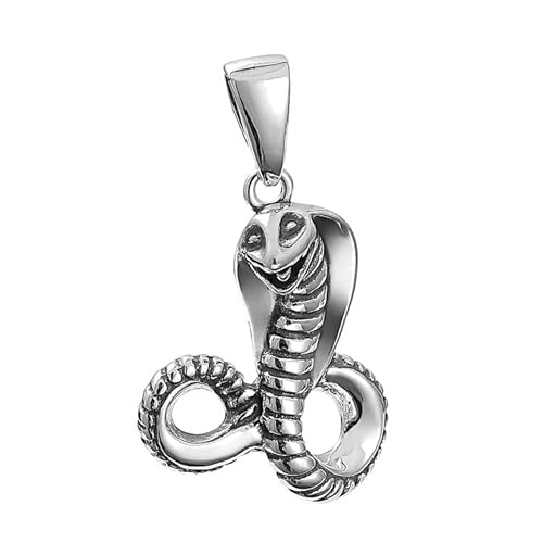 Ulex Premium 925 Sterling Silber polierter und oxidierter Kobra Anhänger Tiermotiv modern edel robust Herren Damen Schmuck modisch hochwertig von Ulex Premium