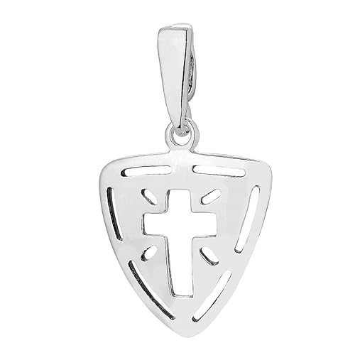 Ulex Premium 925 Sterling Silber polierter und oxidierter Kreuzanhänger mit dreieckigem Schild Design modern edel robust modisch hochwertig Schmuck von Ulex Premium