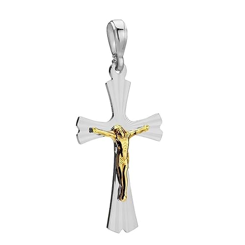 Ulex Premium 925 Sterling Silber polierter vergoldeter Kreuzanhänger mit Jesus Christus spirituell edel hochwertig modisch filigran von Ulex Premium