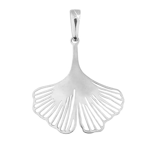 Ulex Premium 925 Sterling Silber polierter zarter Gingko Blatt Anhänger filigran modisch elegant Damen Schmuck langlebig fein hochwertig stilvoll exklusiv von Ulex Premium