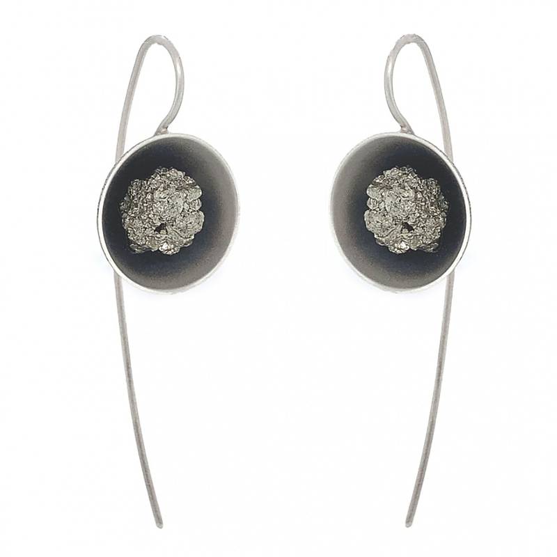 Silberohrringe Mit Pyrit, Silber 925, Geschenk Für Sie, Naturstein, Lange Ohrringe, Satin-Finish von UlexPremium