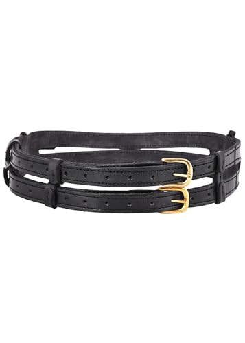Ulfberth - Doppelter Ledergürtel - Wikinger Gürtel aus Leder - Mittelalter Doppelgürtel - Unisex, Used-Look, LARP, Reenactment, Pirat (Schwarz) von Ulfberth