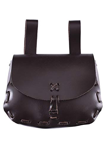 Ulfberth Mittelalter Gürteltasche aus Echtleder | Leder Bauchtasche für Damen und Herren in Braun | Wikinger Reenactment Ledertasche für den Gürtel | Karneval Kostüm (Dunkelbraun) von Ulfberth