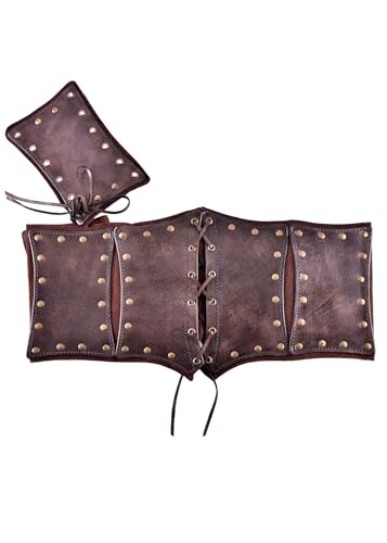 Ulfberth| Unterbrust-Corsage aus Leder für Damen | Korsage aus Leder mit Wildleder unterlegt| Mittelalter, LARP, Wikinger, Pirat (Braun) von Ulfberth