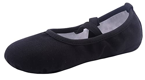 Ballettschuhe Kinder Tanzschuhe Damen Ballett Ballerina Schuhe Frauen Weich Ballettschläppchen Mädchen für Tanzen Gymnastik Schwarz 25 von Ulicox