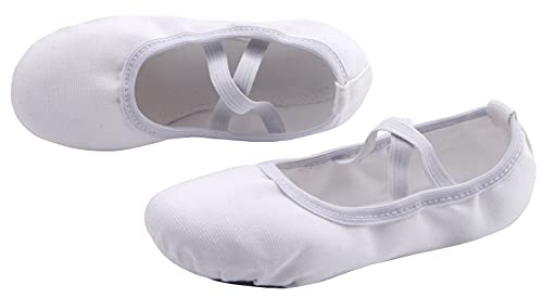 Ballettschuhe Kinder Tanzschuhe Damen Ballett Ballerina Schuhe Frauen Weich Ballettschläppchen Mädchen für Tanzen Gymnastik Weiß 36 von Ulicox