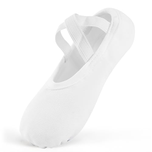 Ulicox Ballettschuhe Mädchen Elastische Ballettschuhe Damen Gymnastikschuhe Schläppchen Geteilte Ledersohle Tanzschuhe Weiß 40 von Ulicox