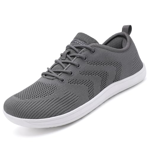 Ulicox Barfußschuhe Herren Damen Minimalistische Laufschuhe Sneaker Fitnessschuhe Walkingschuhe Leicht Running Zehenbox Grau 44 von Ulicox