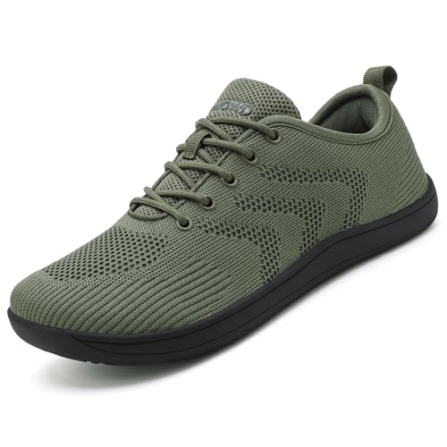 Ulicox Barfußschuhe Herren Damen Minimalistische Laufschuhe Sneaker Fitnessschuhe Walkingschuhe Leicht Running Zehenbox Grün 43 von Ulicox
