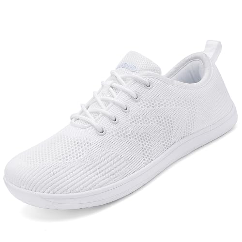 Ulicox Barfußschuhe Herren Damen Minimalistische Laufschuhe Sneaker Fitnessschuhe Walkingschuhe Leicht Running Zehenbox Weiß 44 von Ulicox