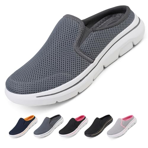 Ulicox Hausschuhe Damen Herren Clogs Slip On Pantoletten Gartenschuhe Atmungsaktive rutschfeste Bequeme Schlappen Sabots Outdoor Indoor Grau 40 von Ulicox