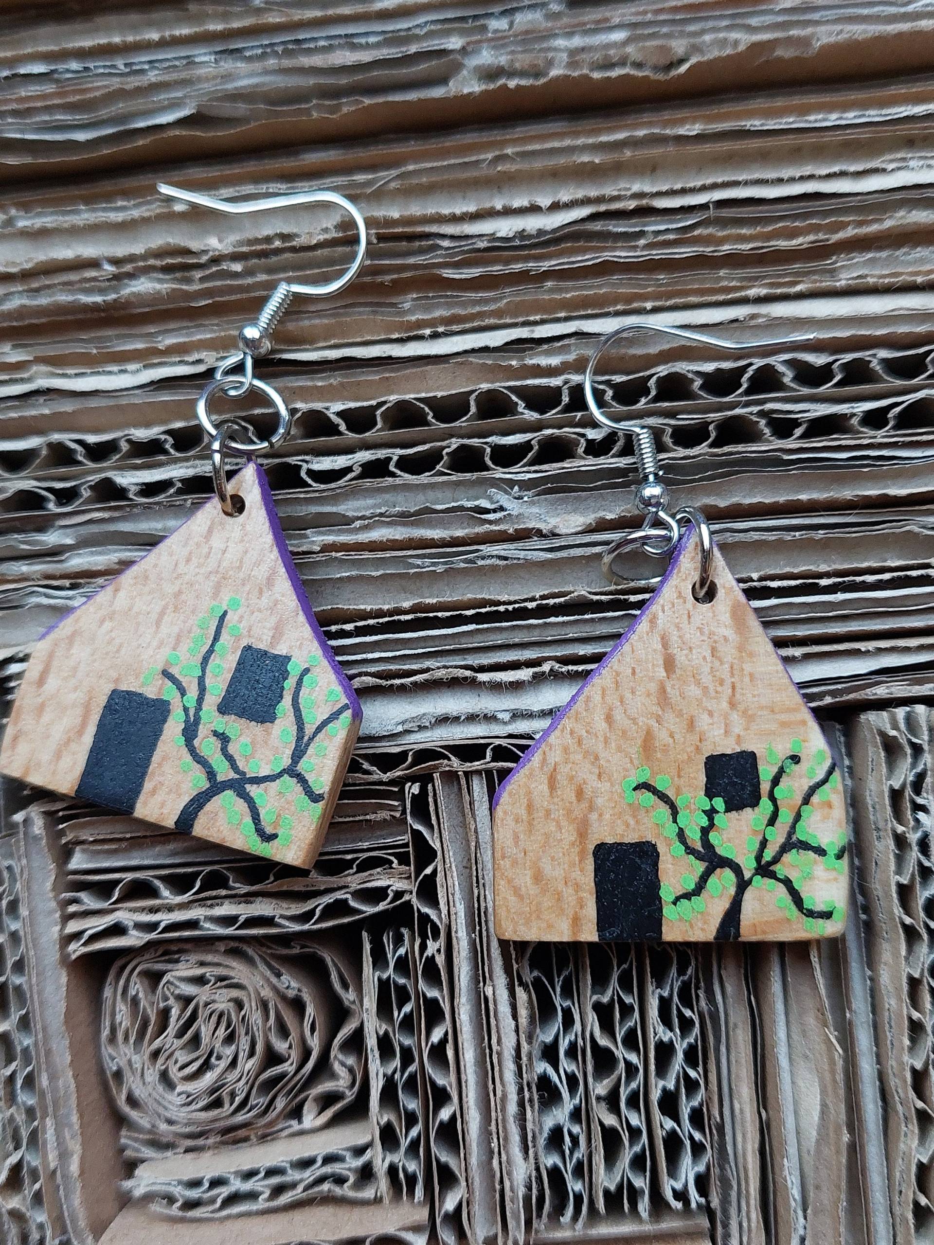 2 Ohrringe in Form Von Tiny-Häusern 2 Ohrringe in Form Von Tiny-Häusern von UlisHolzgedoensShop