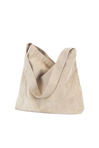 Ulisty Damen/Mädchen Cord Grosse Kapazität Tragetasche Schultertasche Mode Hobo Tasche Lässig Einkaufstasche Handtasche khaki von Ulisty