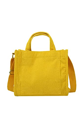 Ulisty Damen/Mädchen Klein Cord Fäch Tragetasche Mini Top Griff Tasche Lässig Schultertasche Handtasche Umhängetasche Gelb von Ulisty