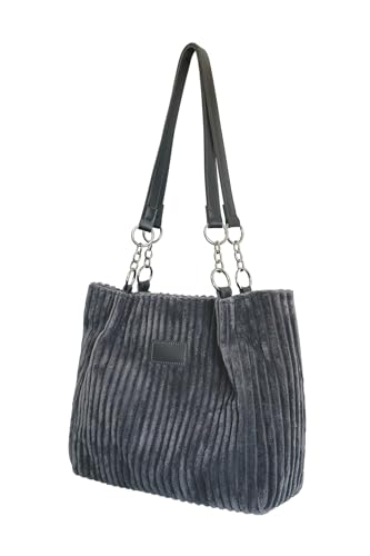 Ulisty Damen Cord Tragetasche Lässig Shopper Umhängetasche Mode Schultertasche Täglich Einkaufstasche Cordtasche grau von Ulisty
