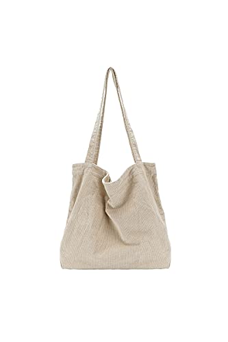 Ulisty Damen Grosse Kapazität Cord Tragetasche Lässig Schultertasche Mode Handtasche Einkaufstasche Tote Tägliche Tasche khaki von Ulisty