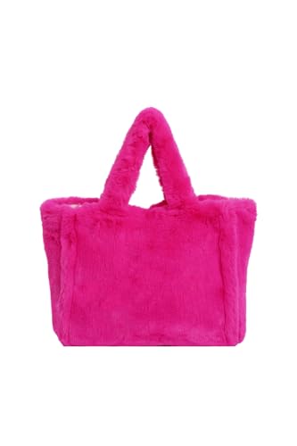 Ulisty Damen Herbst Winter Groß Plüsch Tragetasche Flauschig Henkeltasche Hobo-Tasche Handtasche rot von Ulisty