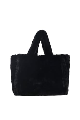 Ulisty Damen Herbst Winter Groß Plüsch Tragetasche Flauschig Henkeltasche Hobo-Tasche Handtasche schwarz von Ulisty