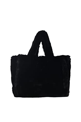 Ulisty Große Plüsch-Tragetasche für Damen, Herbst und Winter, flauschiger Griff oben, Hobo-Tasche, Handtasche, Big Black, Einheitsgröße von Ulisty