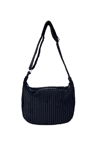 Ulisty Damen Klein Cord Hobo Tasche Breiter Gurt Umhängetasche Schultertasche Lässig Messenger Schulranzen Handtasche Tägliche Tasche dunkelblau von Ulisty
