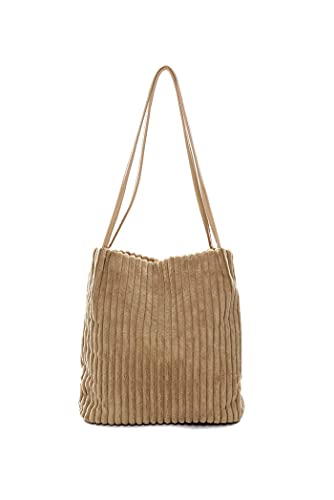 Ulisty Damen Klein Cord Schultertasche Mode Eimer Tasche Einkaufstasche Handtasche Khaki von Ulisty