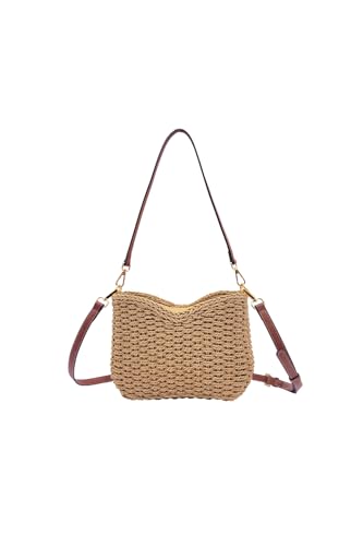 Ulisty Damen Klein Handgewebte Tasche Mini Handgefertigt Unterarmtasche Quadratisch Schultertasche Umhängetasche Handtasche Taschenbeutel braun von Ulisty