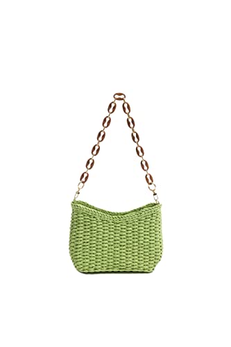 Ulisty Damen Klein Strohtasche Mini Gewebt Achselhöhle Tasche Sommer Strandtasche Quadratische Tasche Schultertasche Handtasche grün von Ulisty