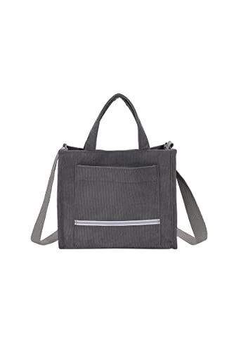 Ulisty Frauen Kleine Cord Tasche Tote Bag Mini Top Griff Tasche Casual Umhängetasche Umhängetasche Handtasche, grau, Einheitsgröße von Ulisty