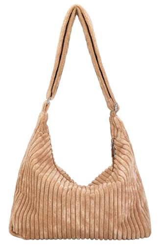 Ulisty Damen Latschig Cord Hobo Tasche Verstellbarer Riemen Schultertasche Umhängetasche Lässig Tragetasche Handtasche khaki von Ulisty