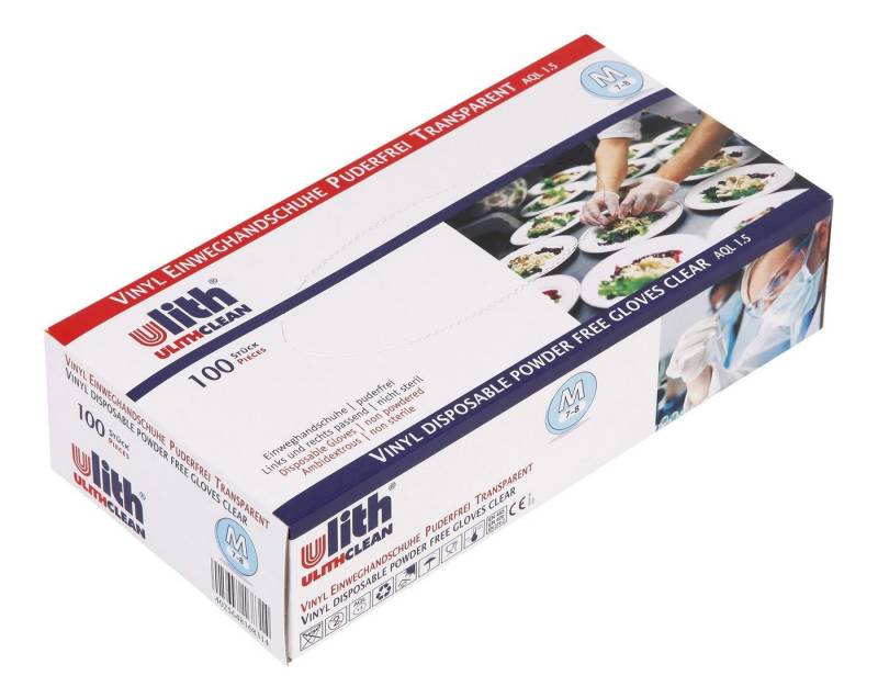 Ulith Gartenhandschuhe Ulith Vinyl Einweghandschuhe Gr. M (7-8) transparent 100 Stück Schutz von Ulith