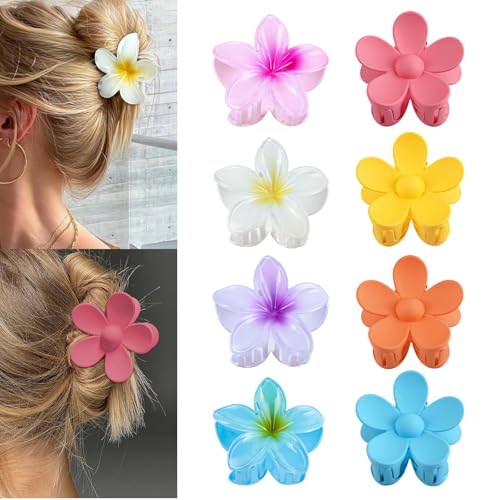 Blumen Haarklammer 8 Stück Rutschfeste Haarklammer Starker Halt Groß Haarklammer für Dickes Dünnes Haar Hawaiianische Blumen Haarklammer für Frauen Mädchen Haarstyling Zubehör von Uliya
