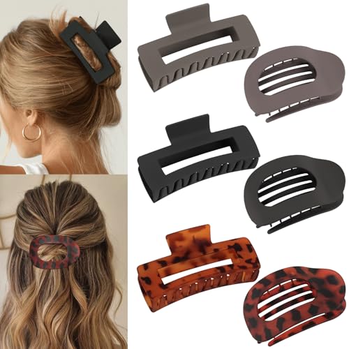 Haarklammern, 6 Stück, groß, starker Halt, Haarklammern für dickes, dünnes Haar, matt, rutschfest, flache Haarspangen, französische Acryl-Backenklammern für Damen und Mädchen von Uliya