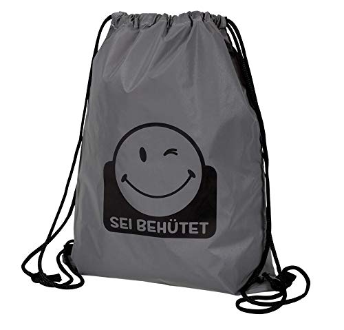 Uljö Reflektor Sport- und Freizeitbeutel Sei behütet mit Smiley/Turnbeutel von Uljö
