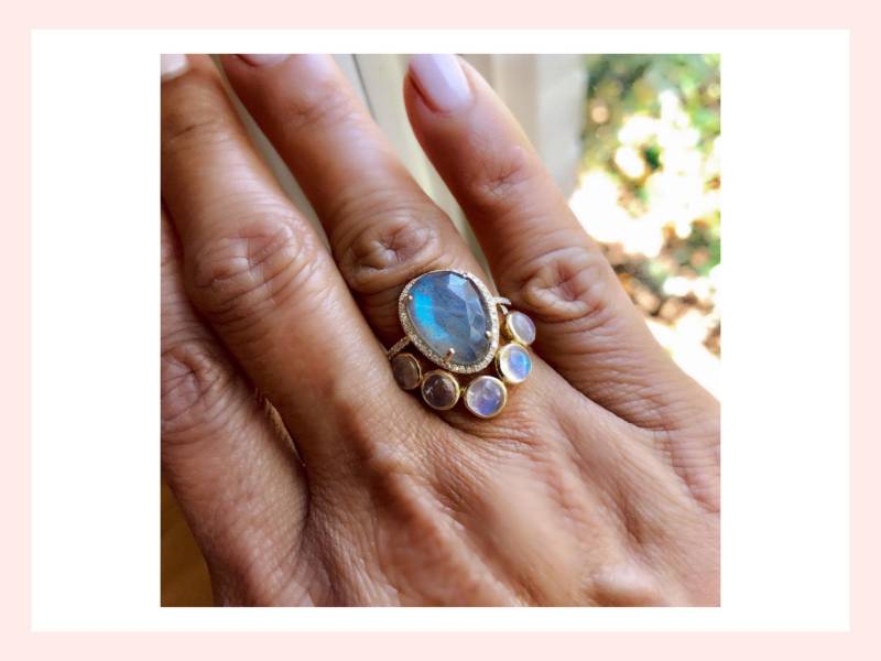 14K Gold Diamant Aaa Labradorit Ring von UlkaRocks