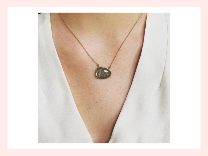 Kurze 14K Gold Diamant Aaa Labradorit Halskette von UlkaRocks