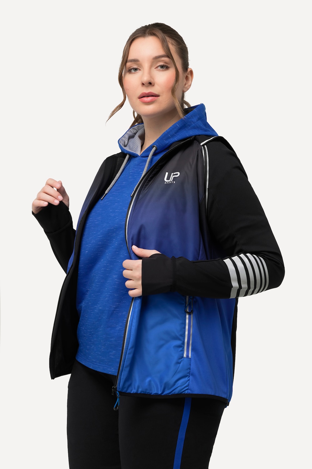 Große Größen 2-in-1-Funktionsjacke, Damen, blau, Größe: 50/52, Polyester, Ulla Popken von Ulla Popken