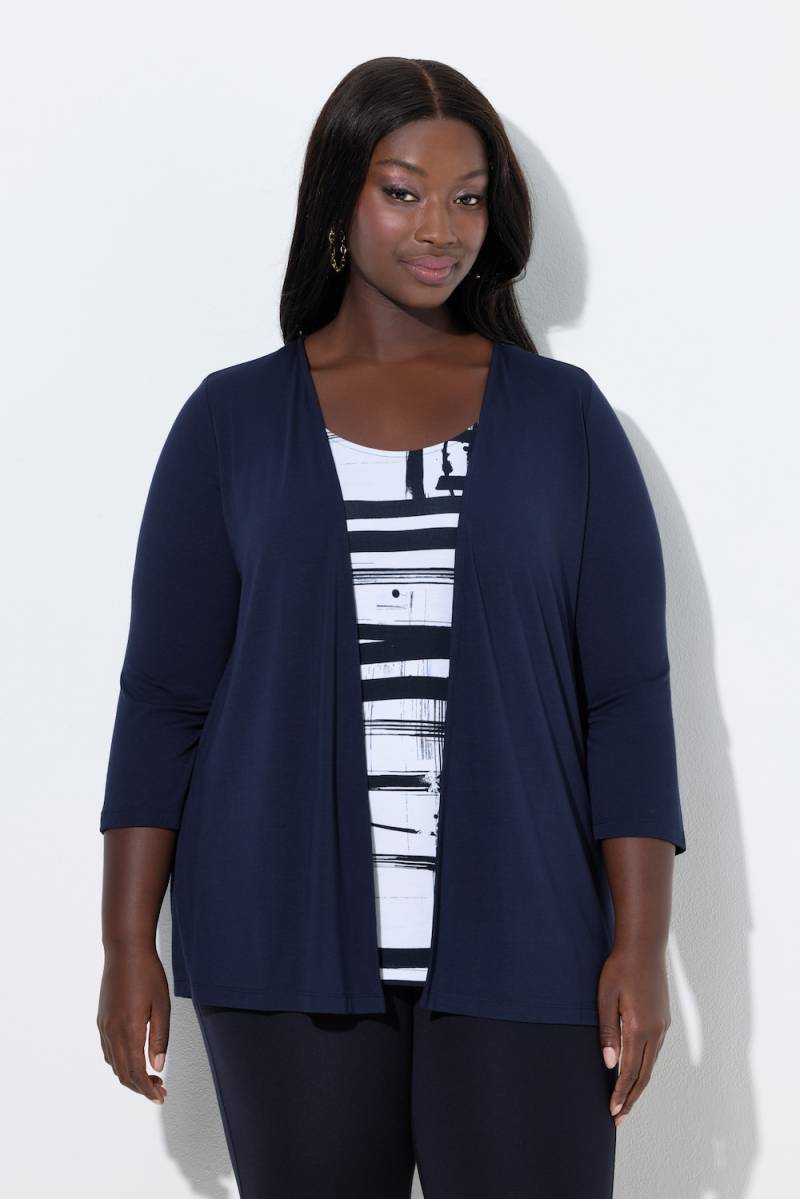 Große Größen 2-in-1-Shirt, Damen, blau, Größe: 50/52, Viskose, Ulla Popken von Ulla Popken