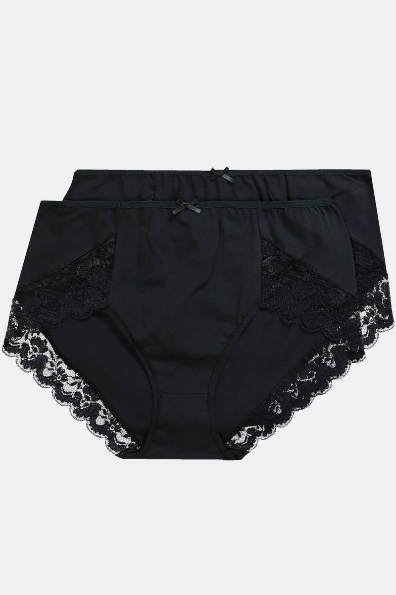 Große Größen 2er Pack Büroslips mit Spitze, Damen, schwarz, Größe: 58/60, Baumwolle/Synthetische Fasern/Elasthan, Ulla Popken von Ulla Popken