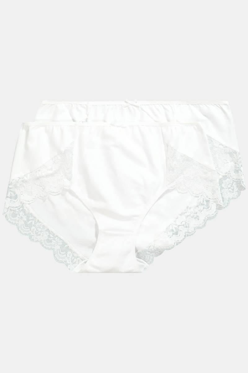 Große Größen 2er Pack Büroslips mit Spitze, Damen, weiß, Größe: 46/48, Baumwolle/Synthetische Fasern/Elasthan, Ulla Popken von Ulla Popken