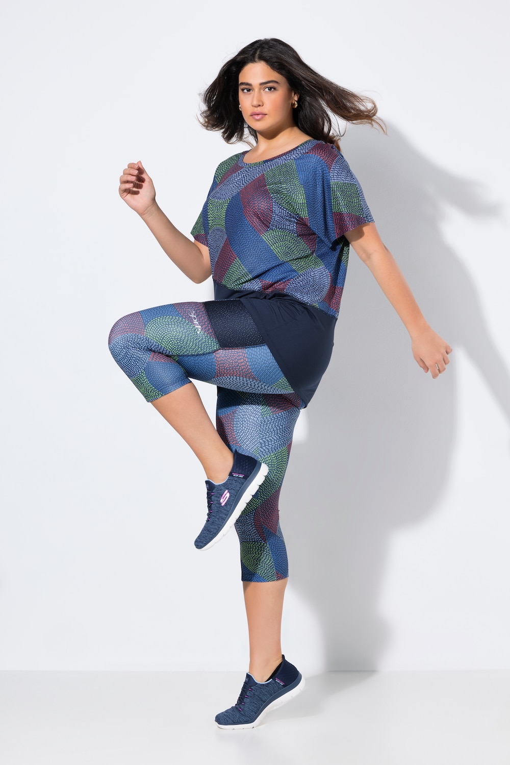 Große Größen 3/4-Funktionsleggings, Damen, blau, Größe: 58/60, Polyester/Elasthan, Ulla Popken von Ulla Popken