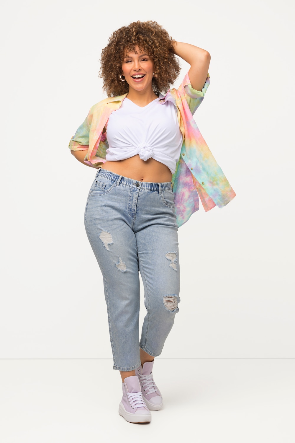 Große Größen 7/8-Boyfriend-Jeans, Damen, blau, Größe: 44, Baumwolle, Ulla Popken von Ulla Popken