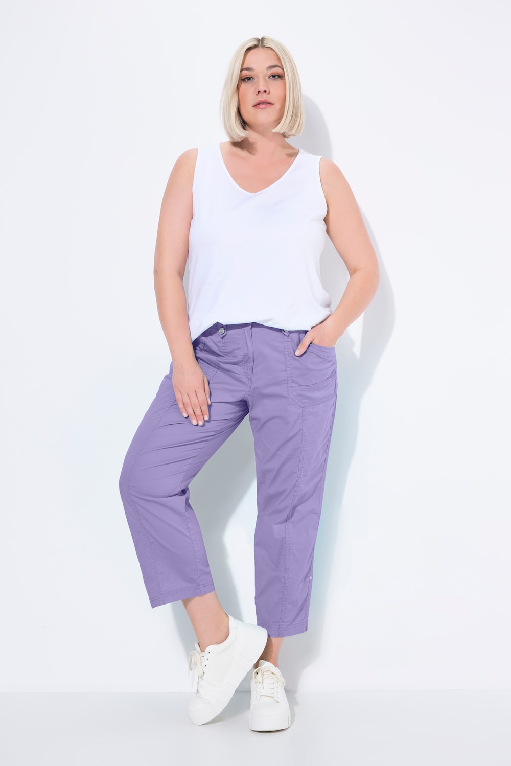 Große Größen 7/8-Cargohose, Damen, lila, Größe: 60, Baumwolle, Ulla Popken von Ulla Popken