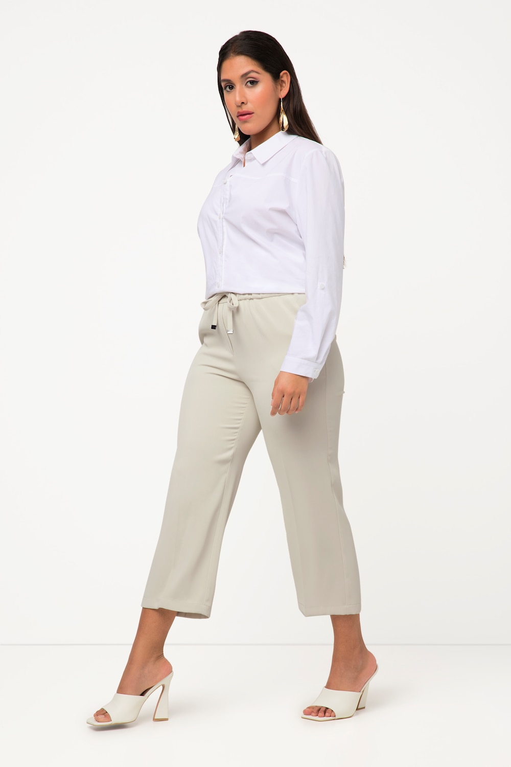 Große Größen 7/8-Hose, Damen, beige, Größe: 48, Polyester, Ulla Popken von Ulla Popken