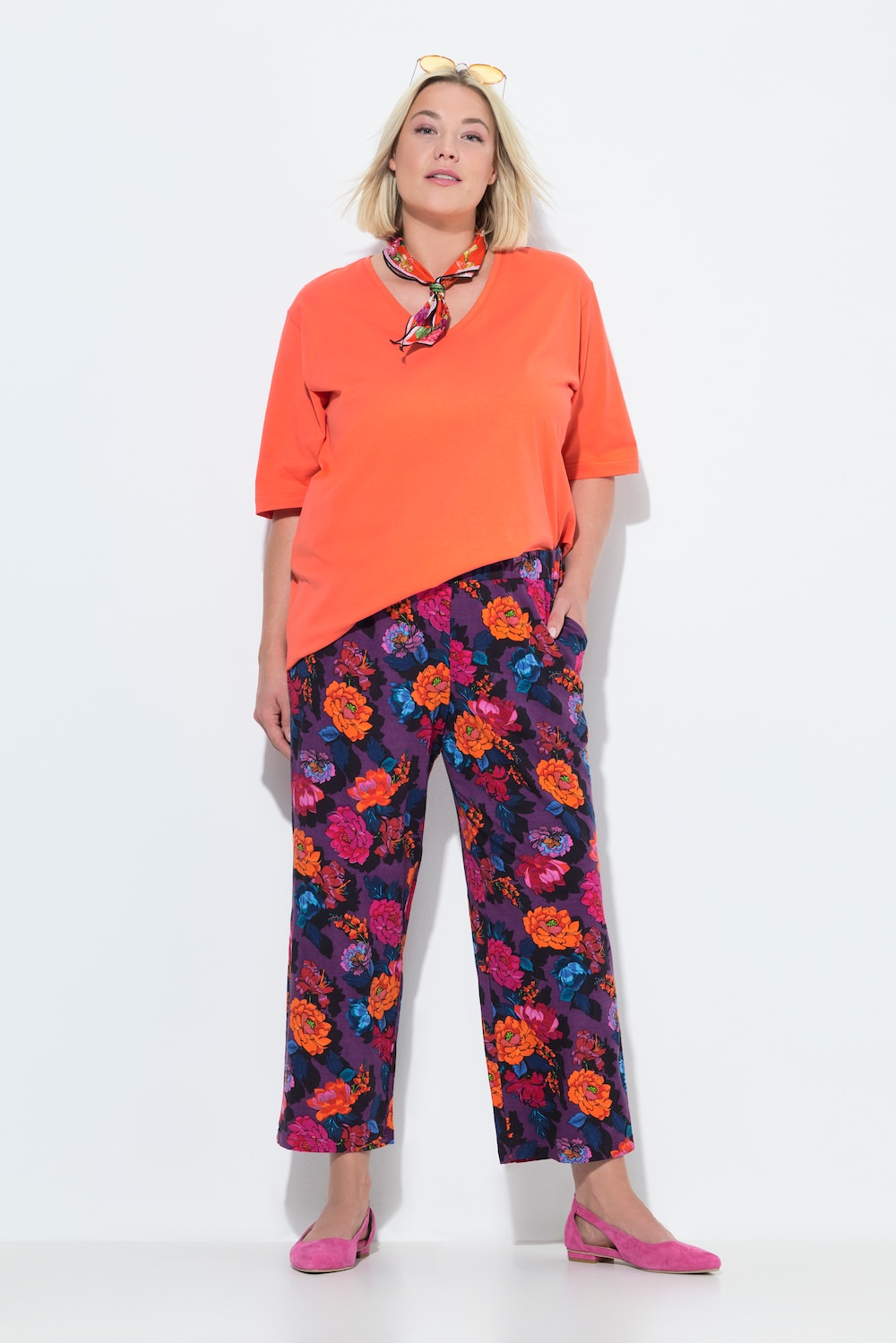 Große Größen 7/8-Jerseyhose, Damen, schwarz, Größe: 58/60, Baumwolle, Ulla Popken von Ulla Popken