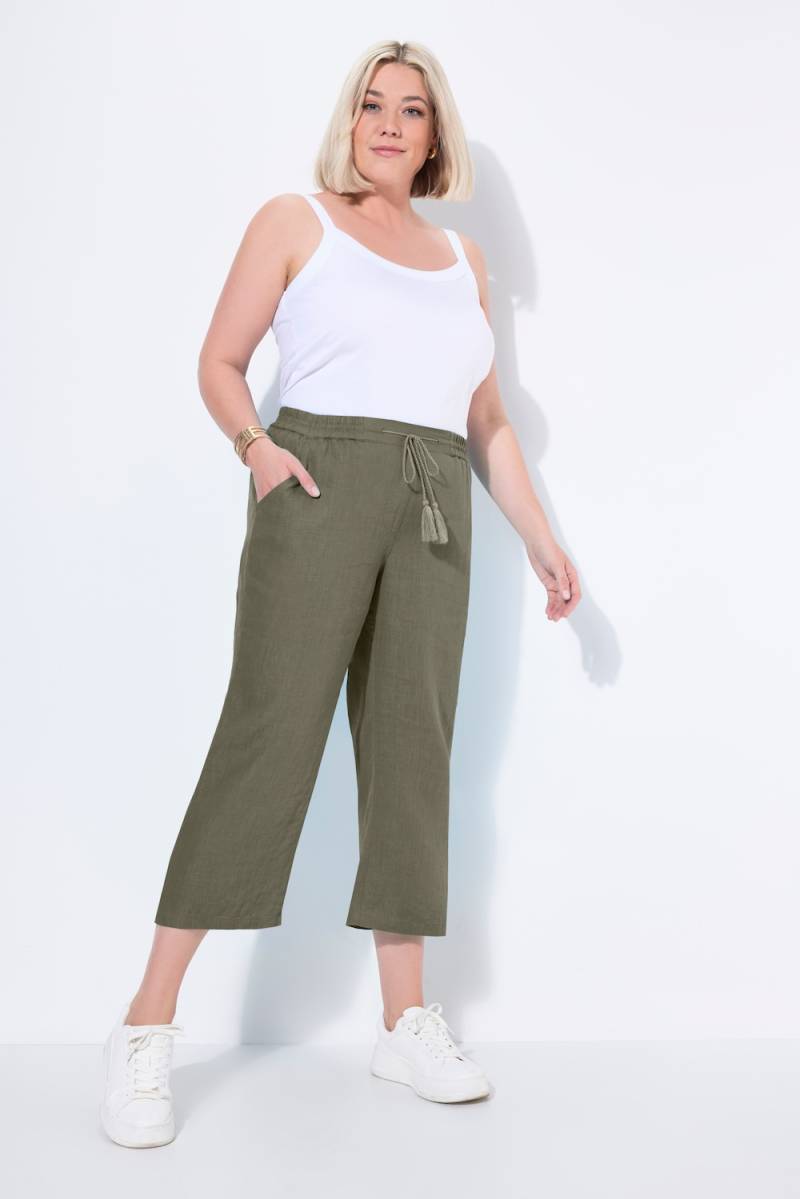 Große Größen 7/8-Leinenhose, Damen, grün, Größe: 48, Leinen, Ulla Popken von Ulla Popken