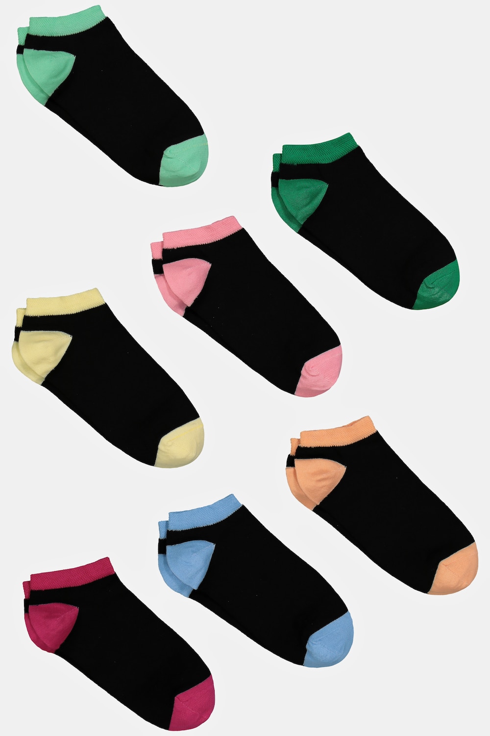 Große Größen 7er-Pack Sneakersocken, Damen, schwarz, Größe: 43-46, Baumwolle/Synthetische Fasern, Ulla Popken von Ulla Popken