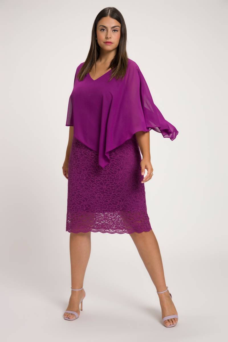 Große Größen Abendkleid, Damen, lila, Größe: 58/60, Polyester/Viskose/Synthetische Fasern, Ulla Popken von Ulla Popken