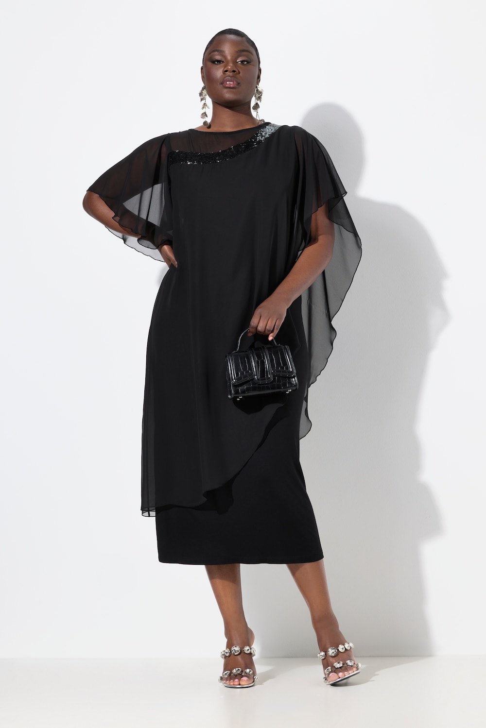 Große Größen Abendkleid, Damen, schwarz, Größe: 54/56, Polyester/Viskose, Ulla Popken von Ulla Popken