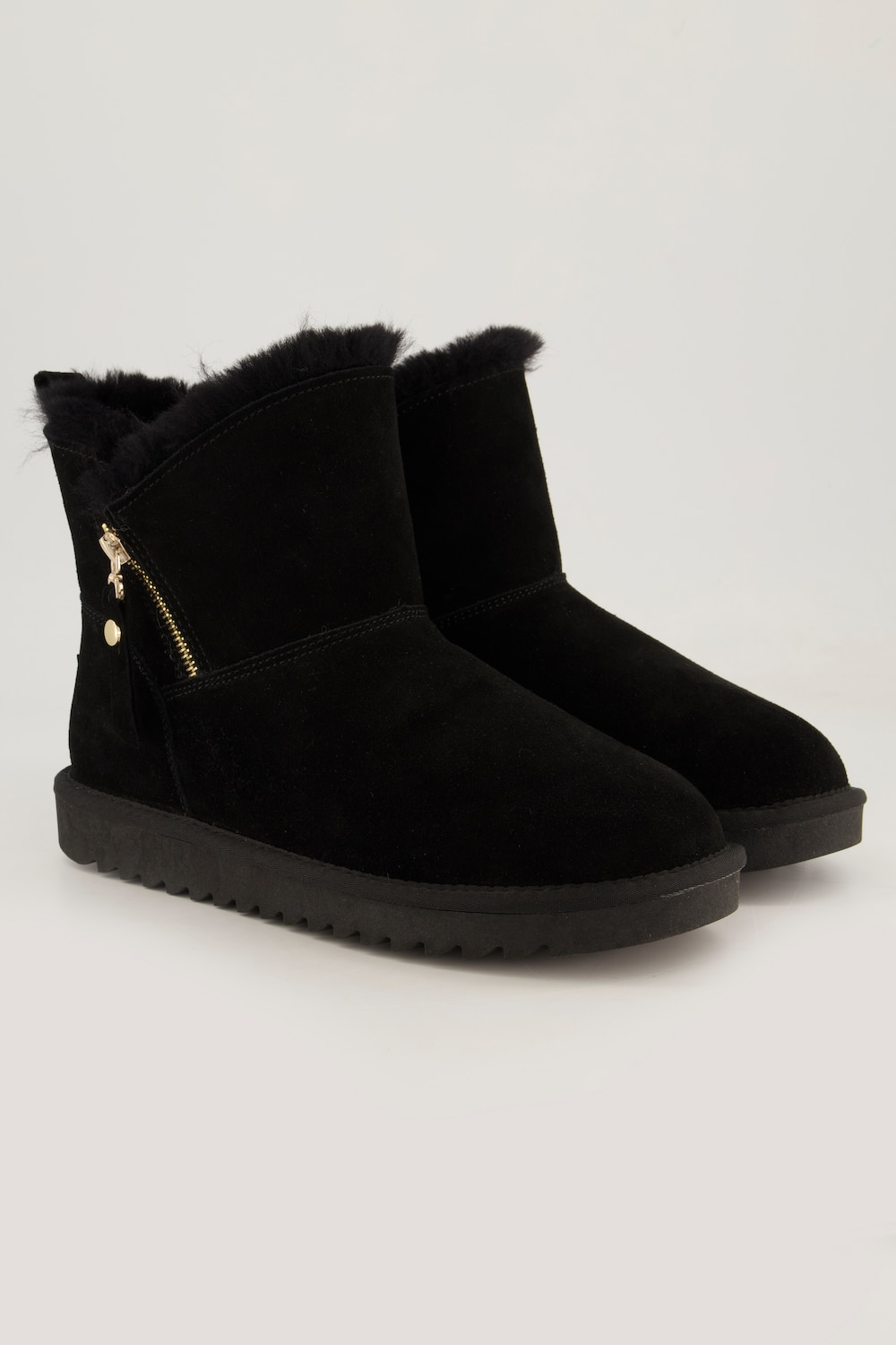 Große Größen Ara Lammfell-Boots, Damen, schwarz, Größe: 40, Wolle/Leder, Ulla Popken von Ulla Popken